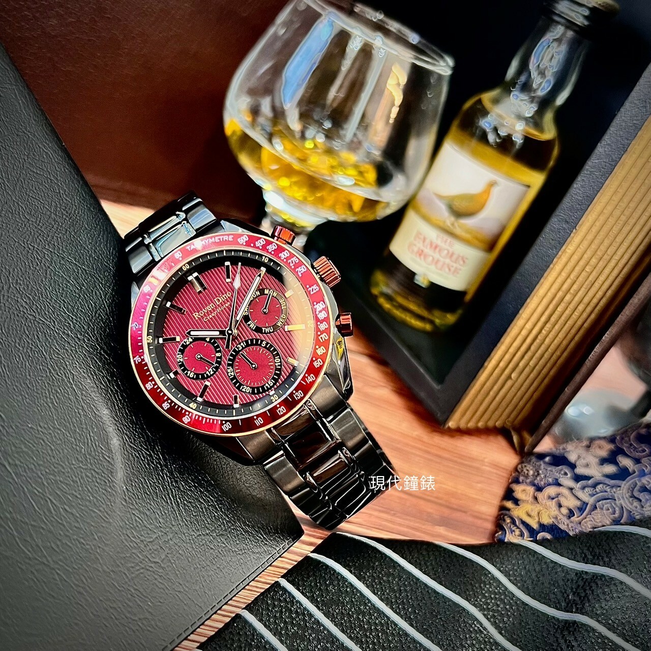 【Roven Dino 羅梵迪諾】機密特務三眼時尚腕錶RD6106B-498RED 43mm 現代鐘錶