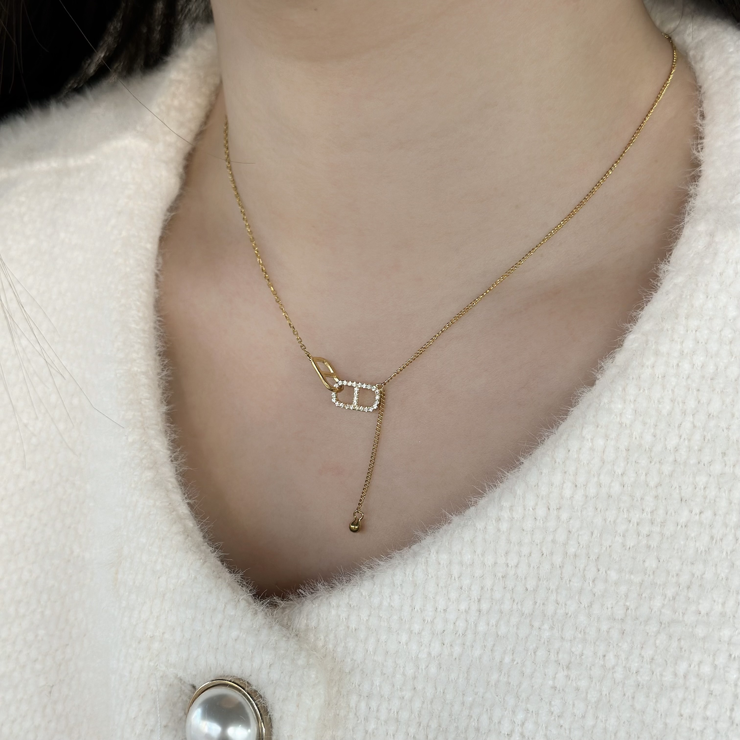 交接．雙豬鼻純銀鎖骨鏈