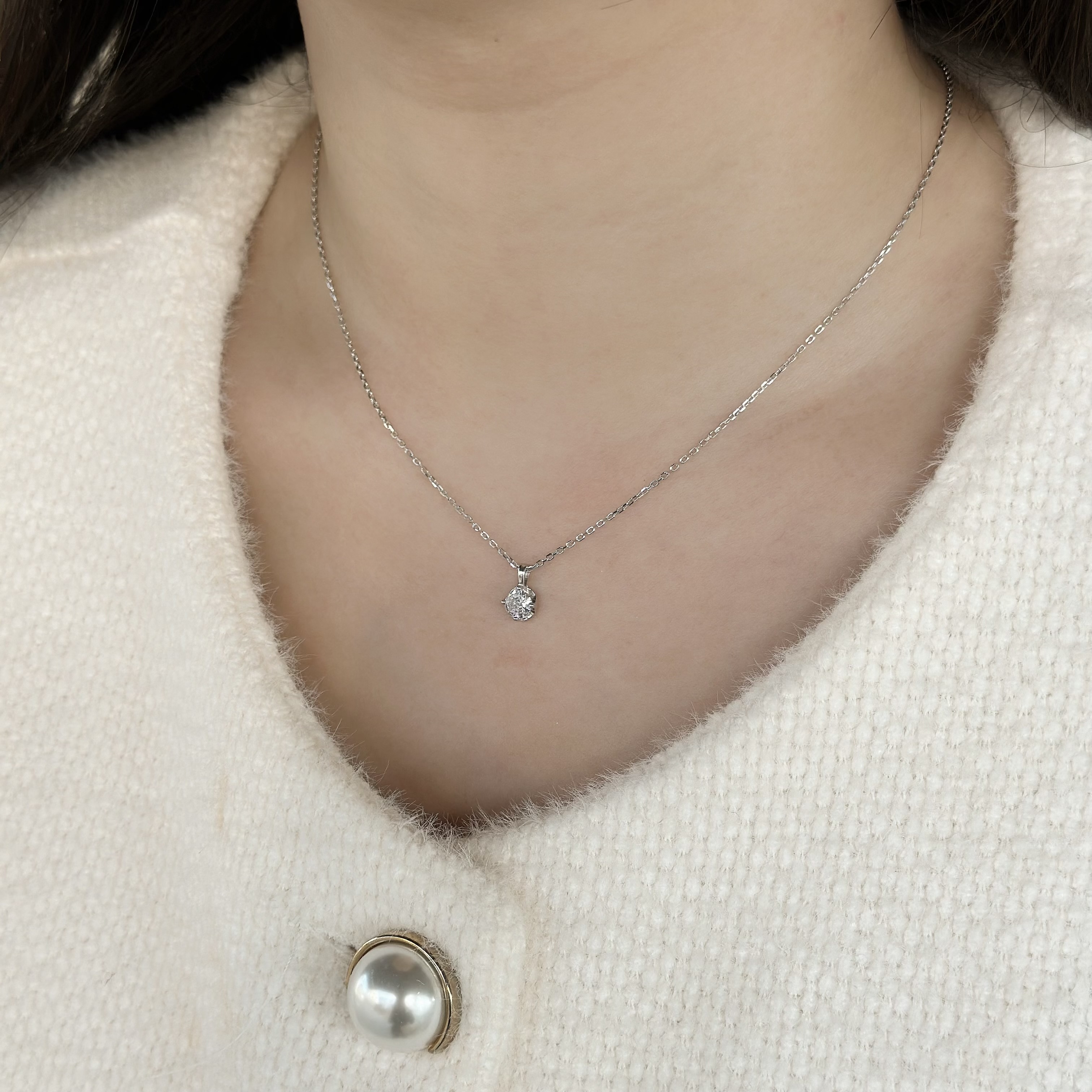 獨一．單鑽純銀鎖骨鏈