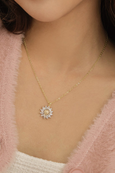 閃耀鋯石花朵項鍊