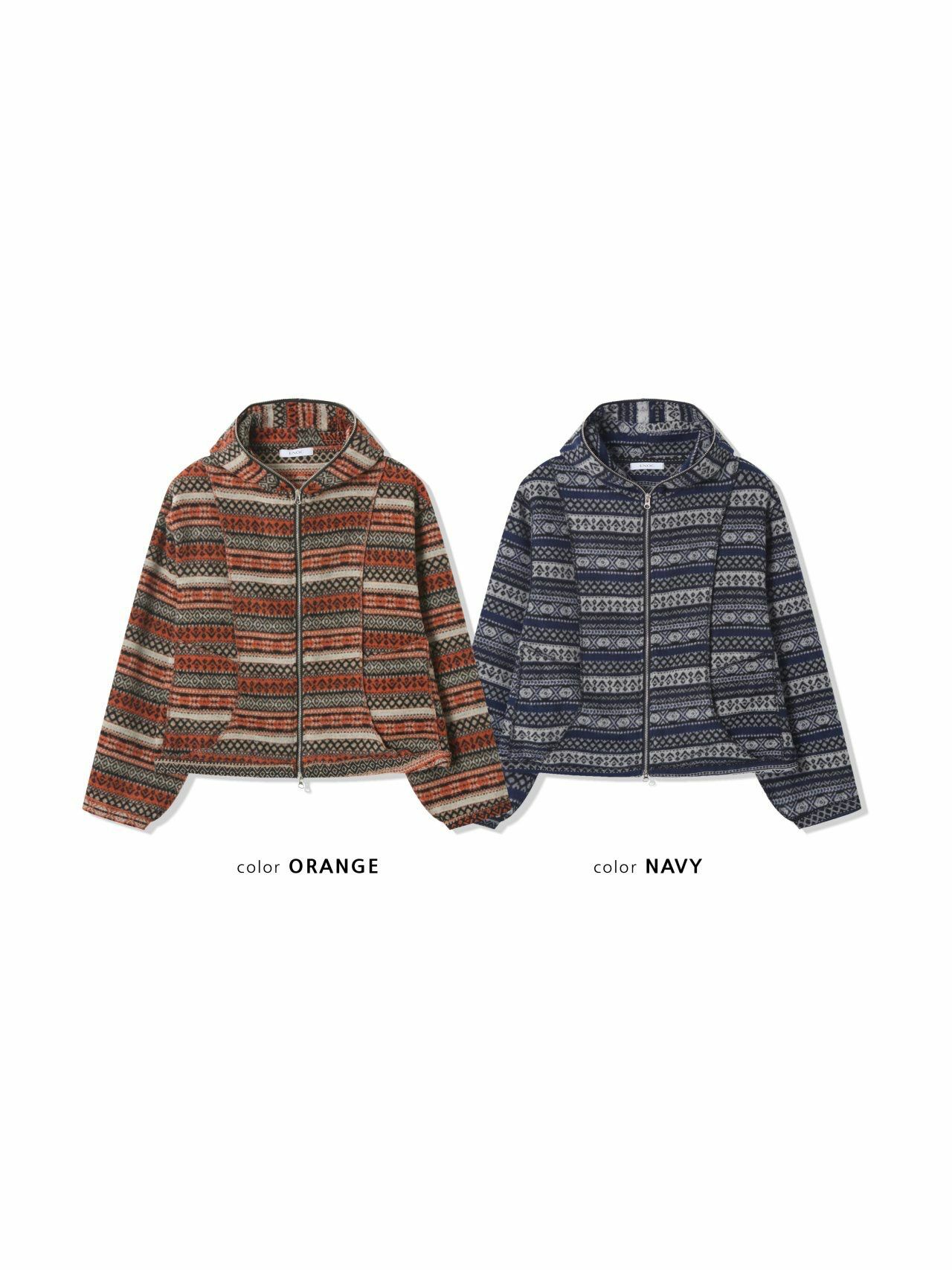 民族花連帽拉鍊外套 ENOC-007JK