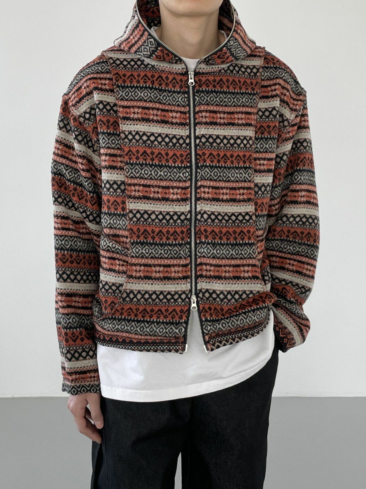 民族花連帽拉鍊外套 ENOC-007JK