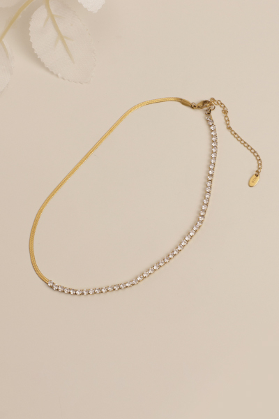 不規則扭轉鋯石鎖骨鍊