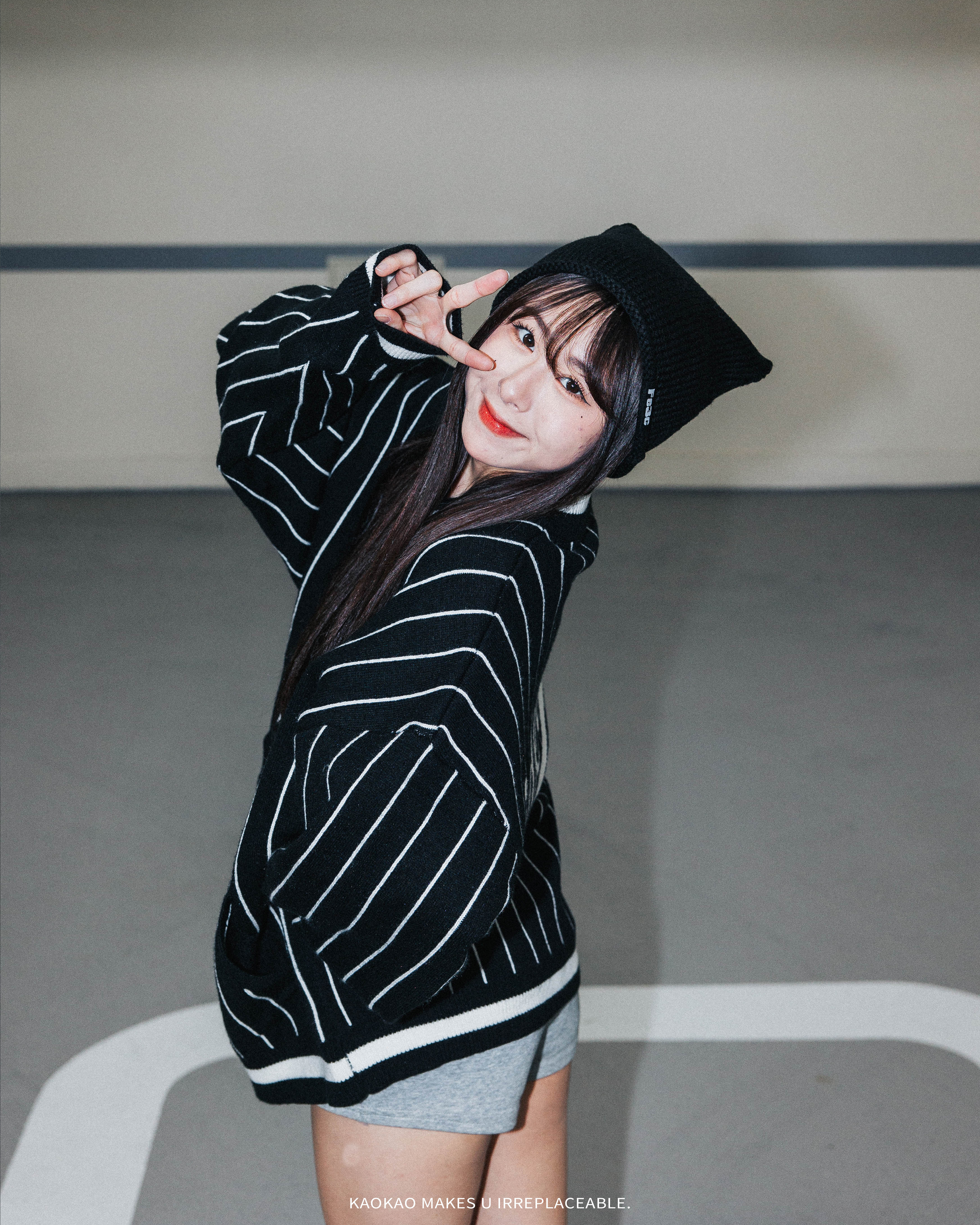 idealism Knitted Letterman 黑色 美式風格 直條紋 針織棒球外套【ID24029-BK】