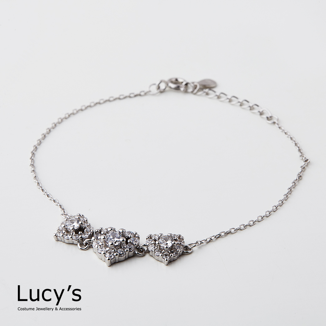 925純銀 璀璨三心 手鍊 (119273)