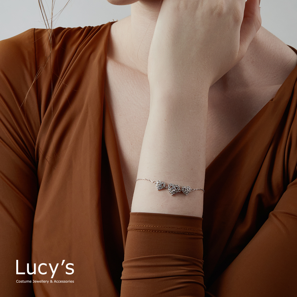 925純銀 璀璨三心 手鍊 (119273)