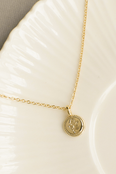 迷你玫瑰吊牌鎖骨鍊