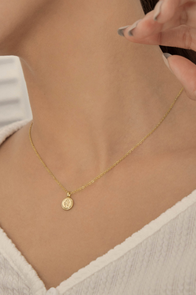 迷你玫瑰吊牌鎖骨鍊