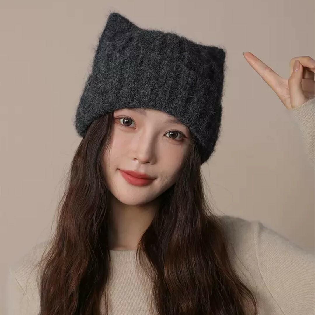 貓耳朵針織毛線帽