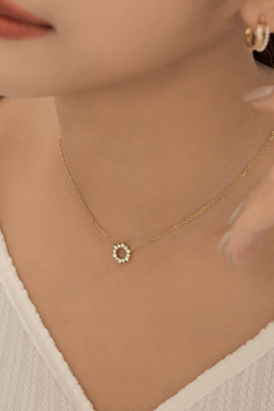 細緻鋯石環繞鎖骨鍊