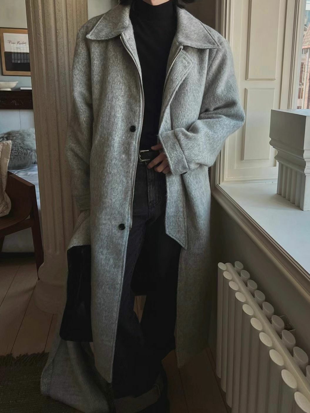 淨色反領長褸 ENOC-011JK