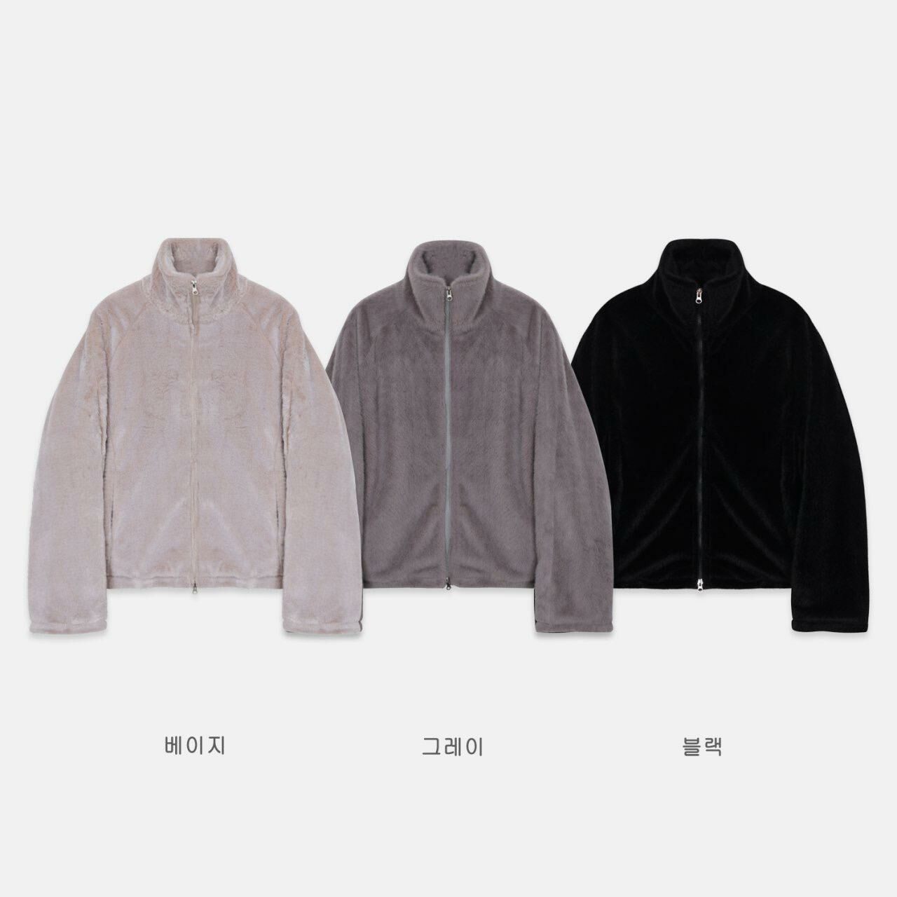 淨色企領拉鍊毛毛褸 ENOC-013JK