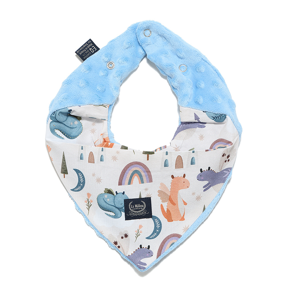 La Millou波蘭 豆豆領巾/圍兜｜肚肚胖火龍｜蒙地卡羅藍