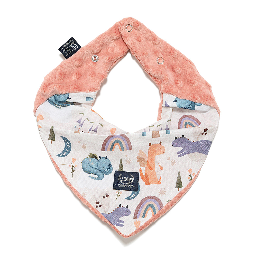 La Millou波蘭 豆豆領巾/圍兜｜肚肚胖火龍｜果漾蜜桃粉