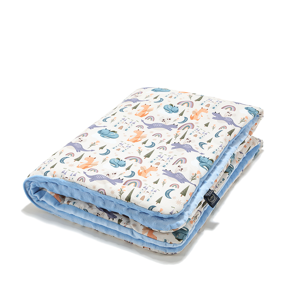 La Millou波蘭 暖膚豆豆毯加大｜肚肚胖火龍｜蒙地卡羅藍