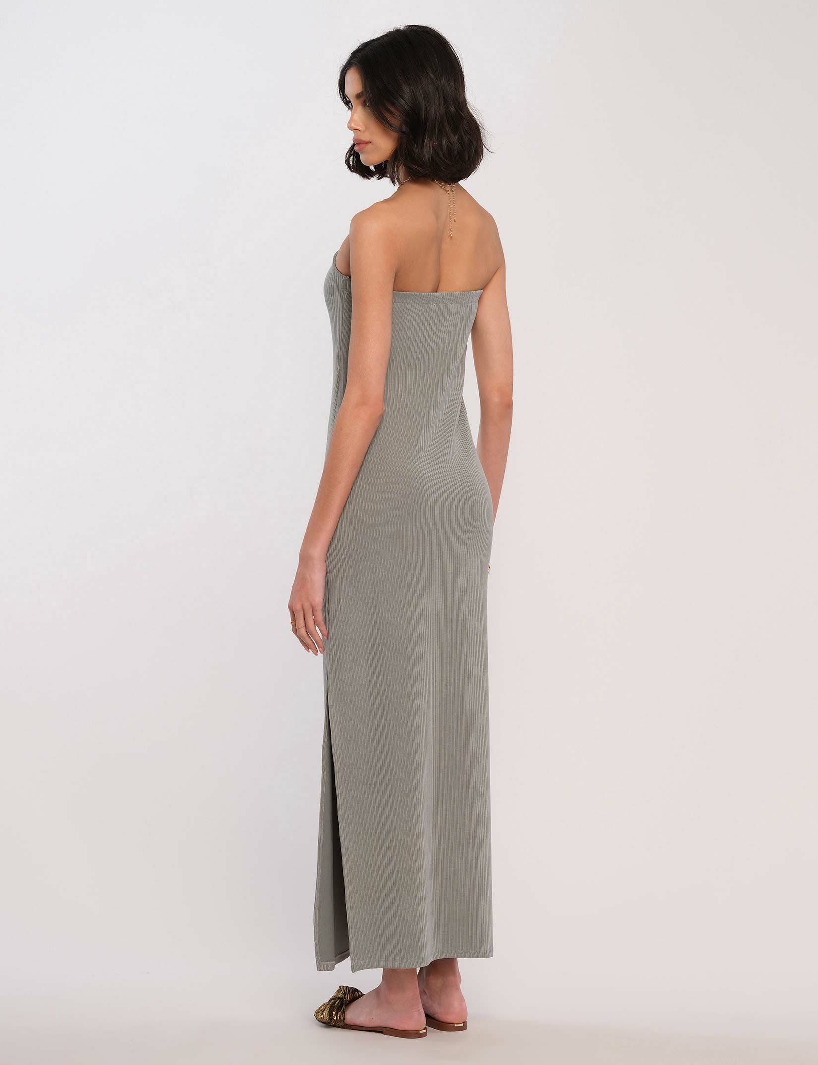 Cardela Dress 墨綠平口洋裝