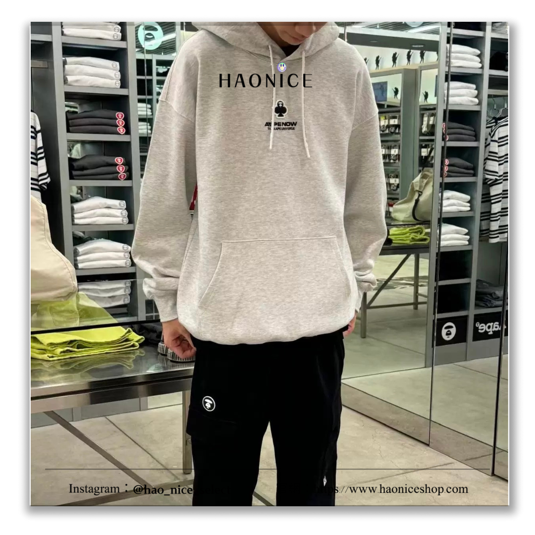 【HAO NICE 】香港經銷商🇭🇰 日本潮流AAPE 24FW 秋冬爆款 素色搭配梅花小標 細節🈵🈵 長袖 帽T