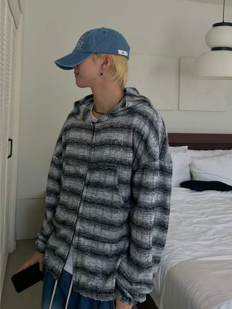 橫間連帽拉鍊外套 ENOC-017JK