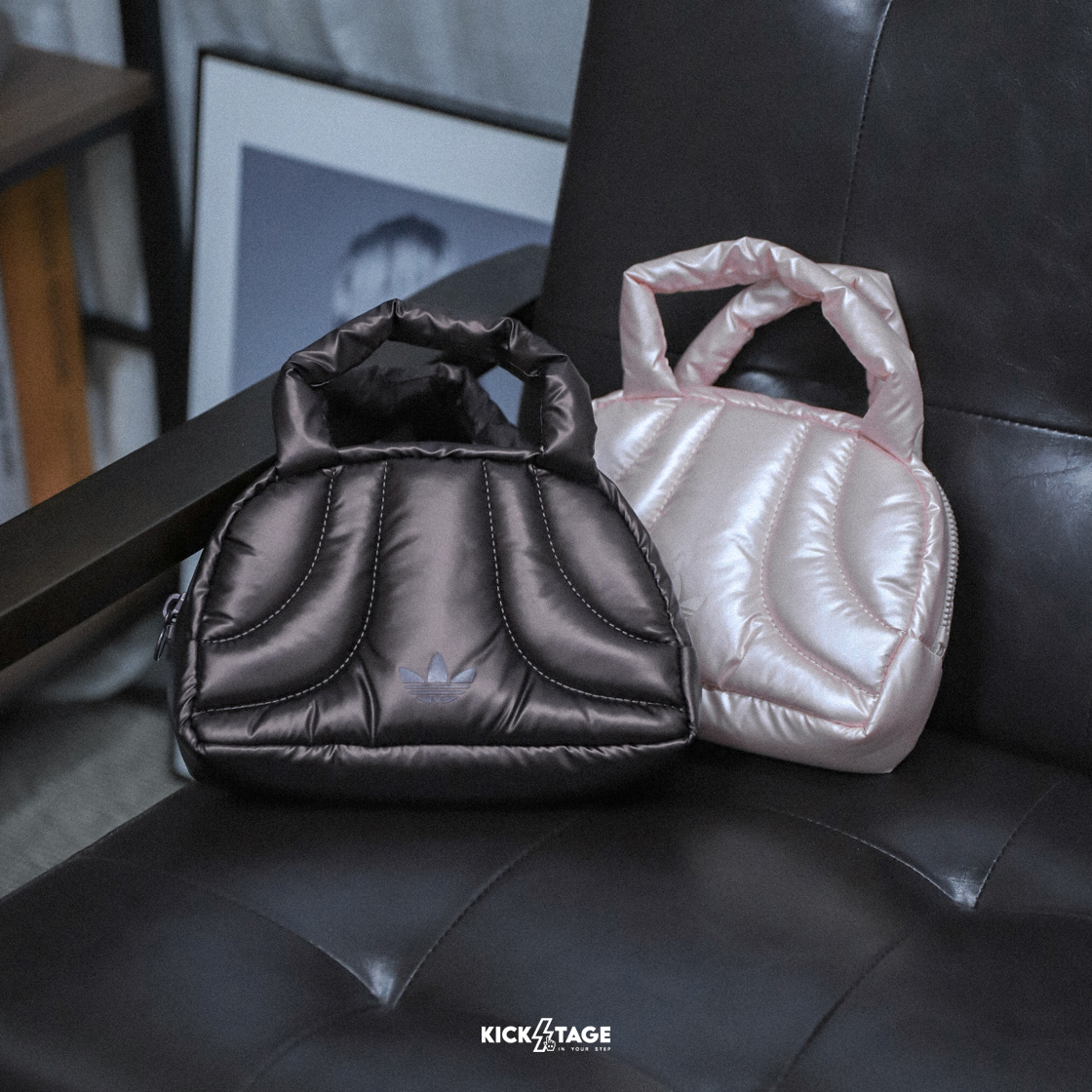 ADIDAS W MINI BOWLING BAG 金屬棕 金屬粉 壓紋LOGO 三葉草 手提 迷你保齡球包【IY7039/IY7040】