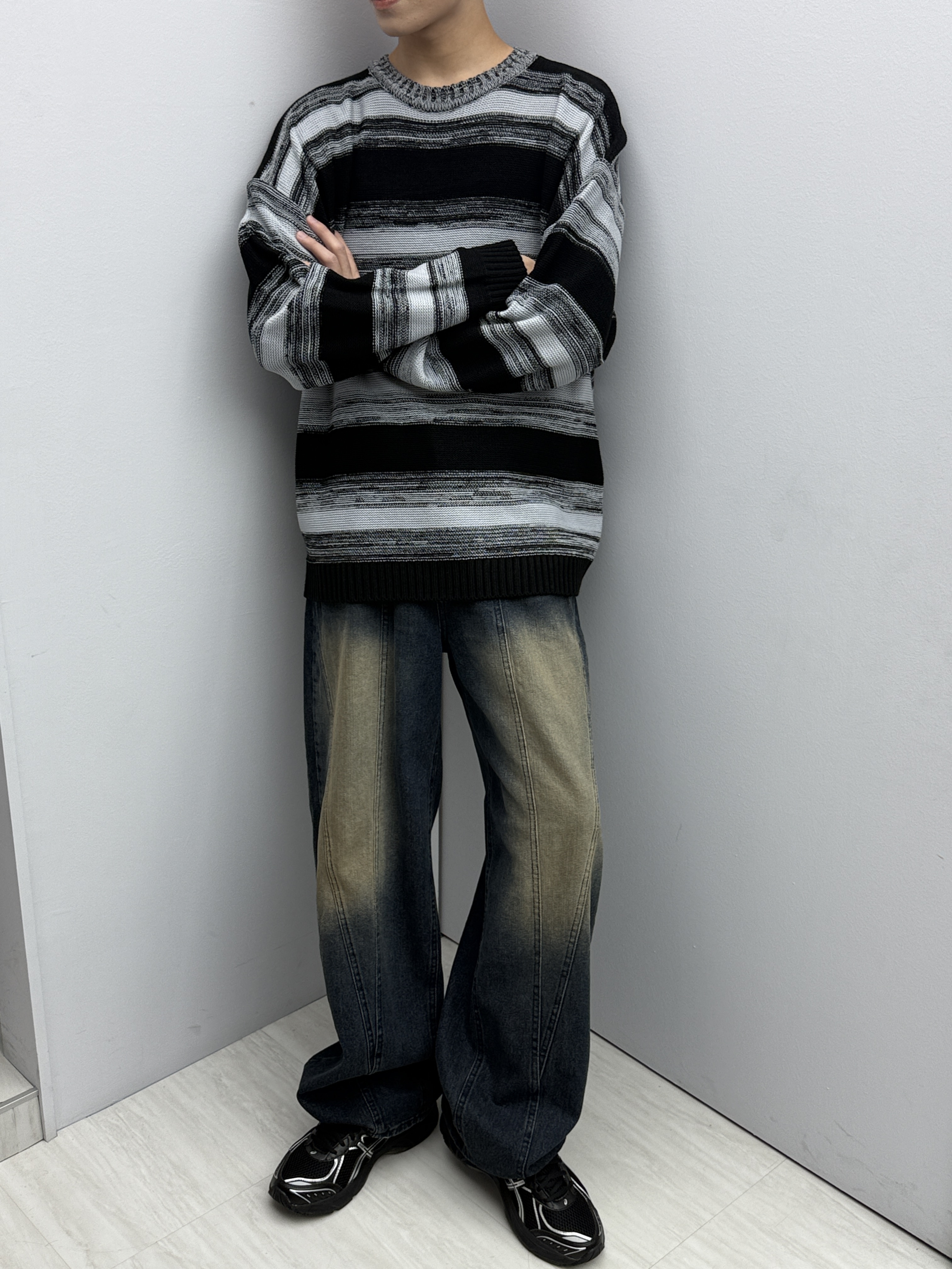 正韓 Baggy風 刷舊牛仔褲