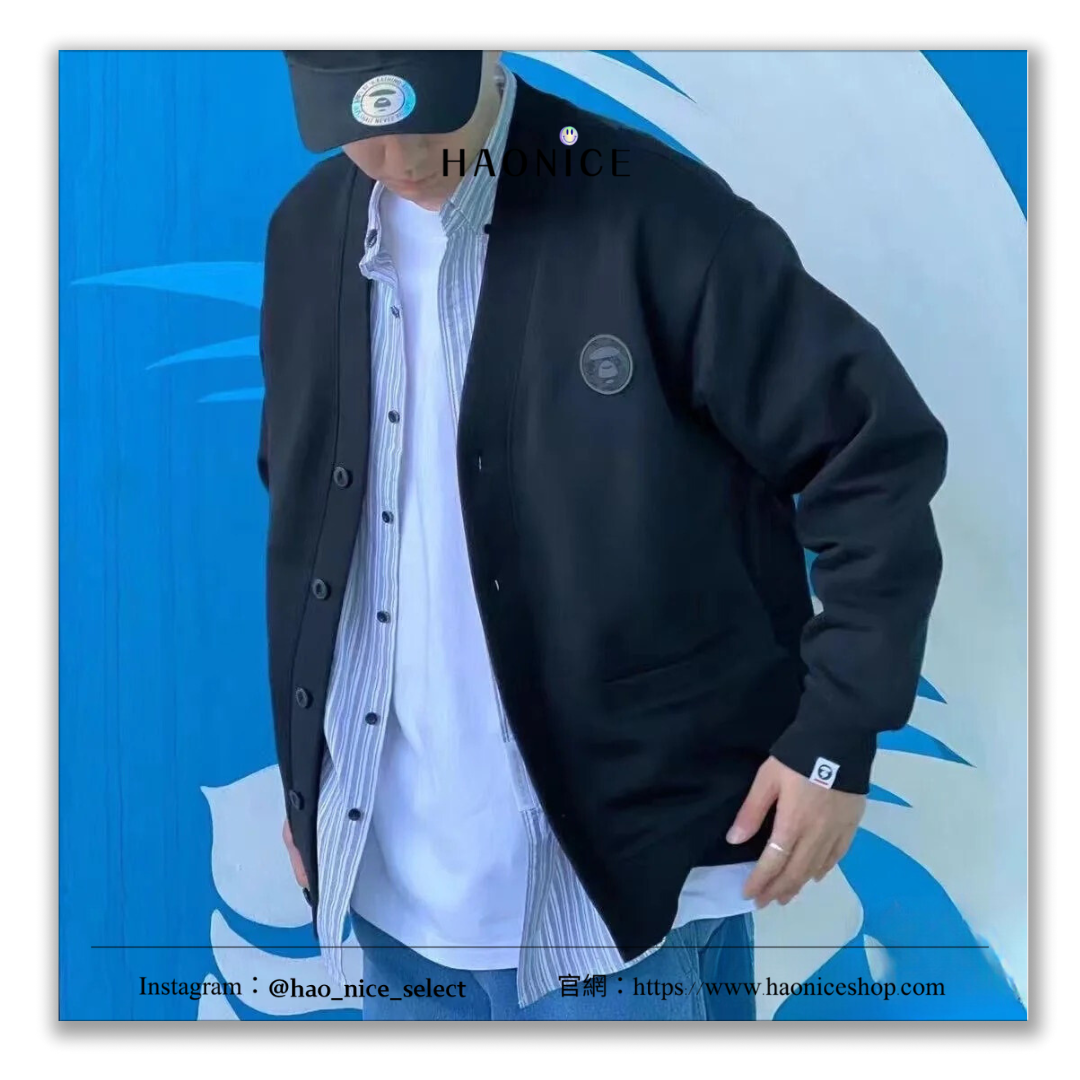 【HAO NICE 】香港經銷商🇭🇰 日本潮流Aape 23FW秋冬爆款 薄款刺繡經典猿人頭LOGO 長袖V領 紐扣外套🔥