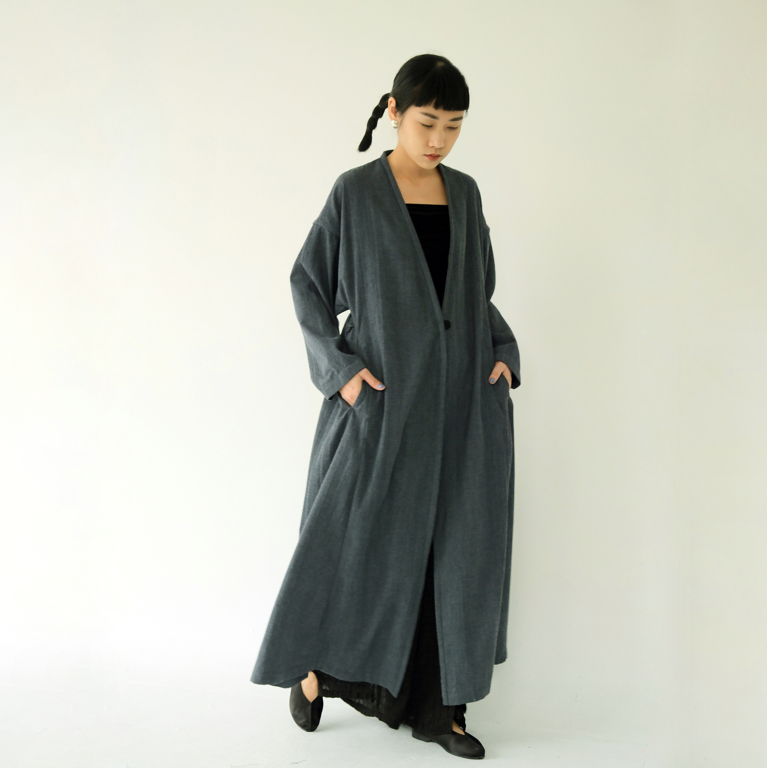 川衣 WEAR BEING ｜牧服者｜中亞開襟縮腰外套｜藍色