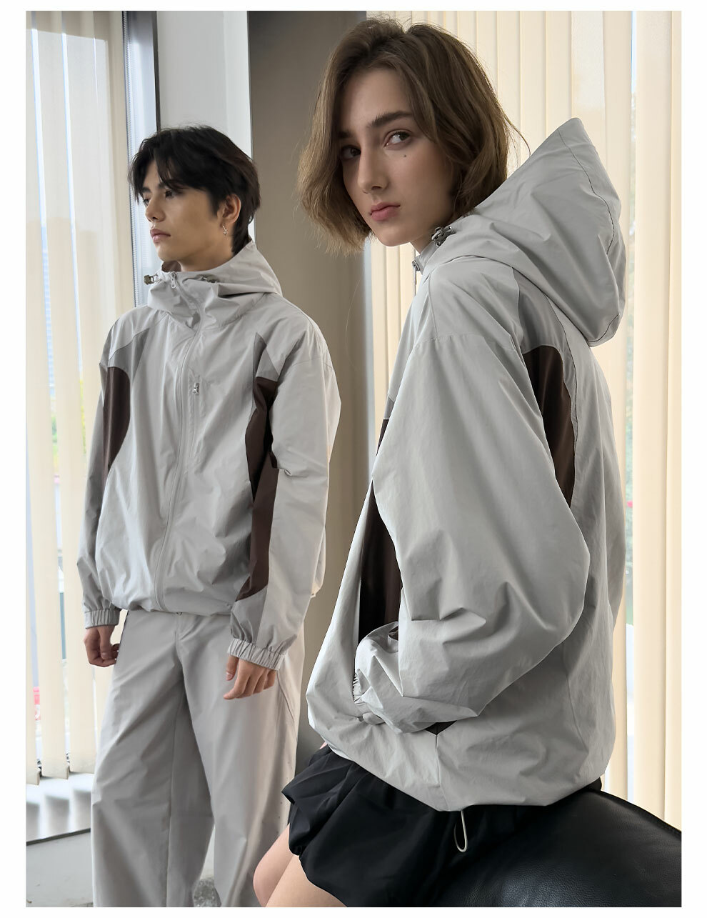 ENshadower隱蔽者 Teflon三防弧形撞色復古連帽戶外衝鋒夾克外套