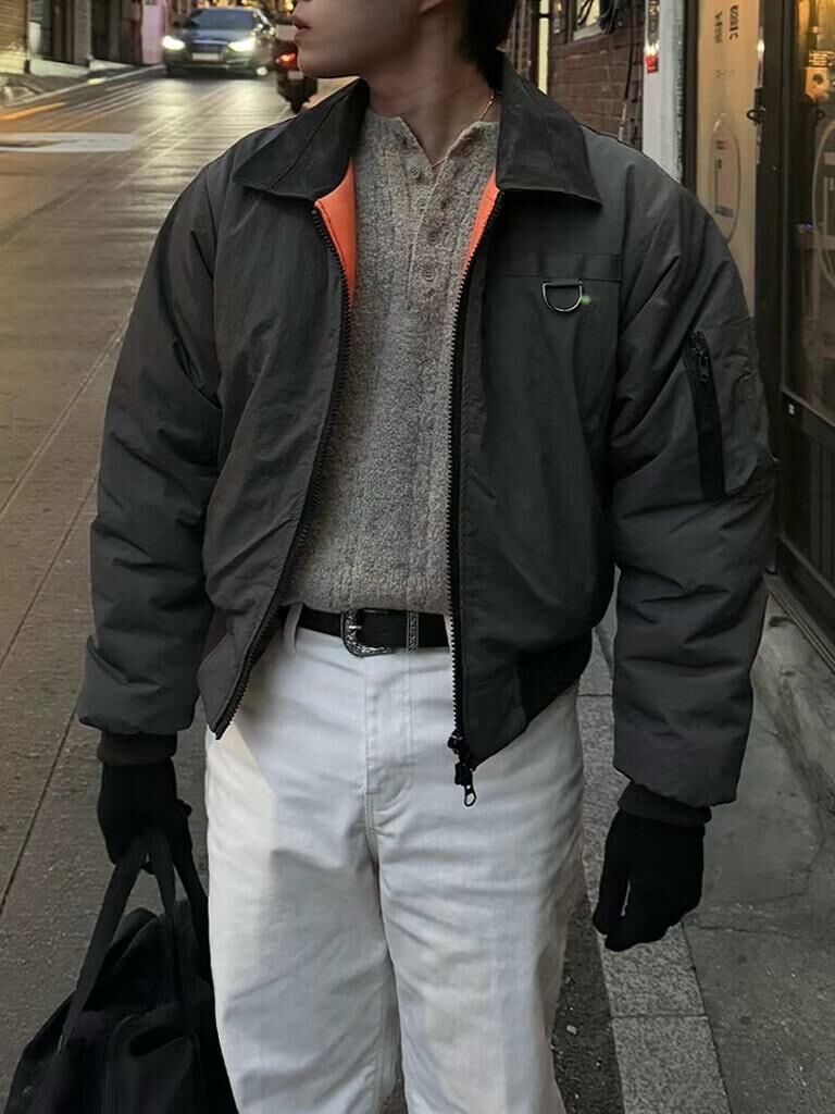 淨色反領拉鍊外套(夾棉) ENOC-023JK