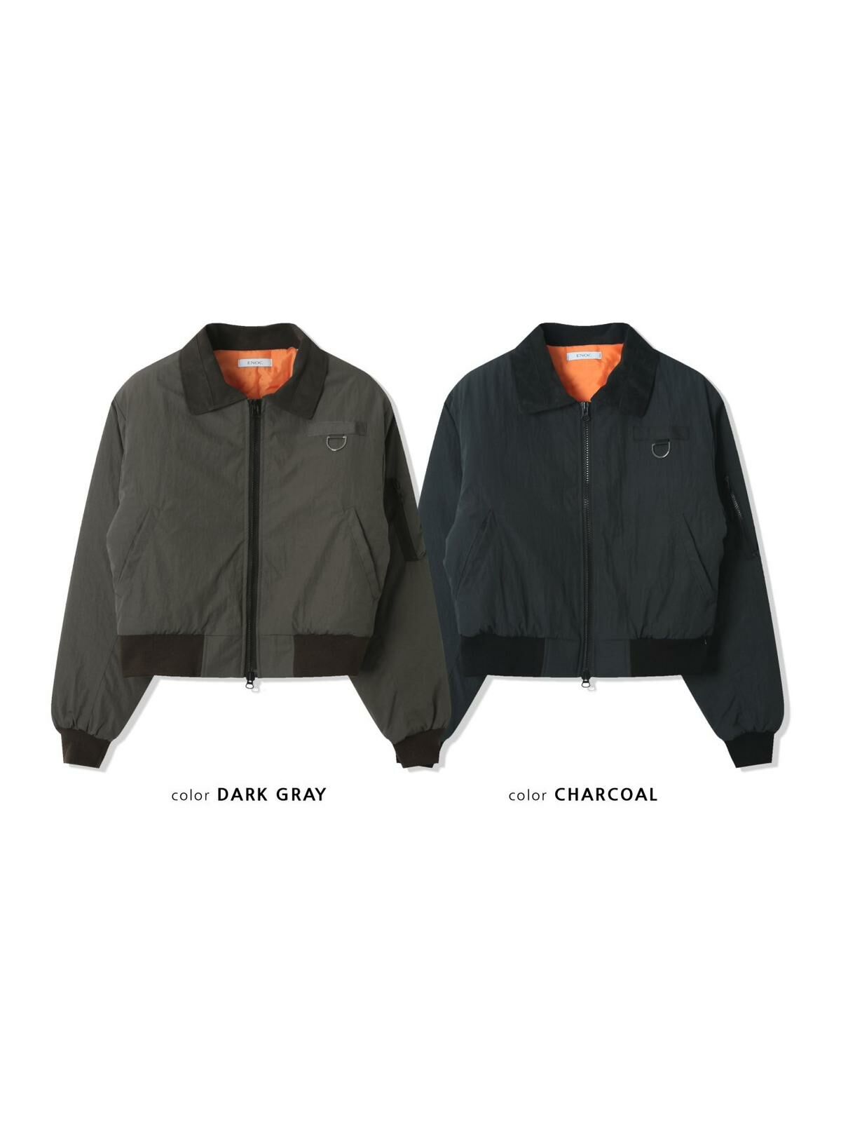 淨色反領拉鍊外套(夾棉) ENOC-023JK