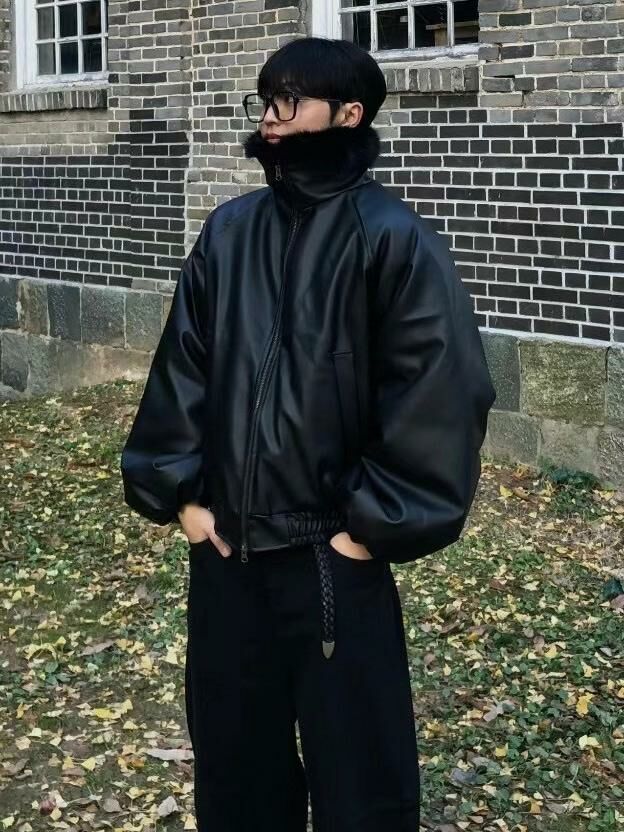 毛毛領拉鍊合成皮褸(夾棉) ENOC-024JK