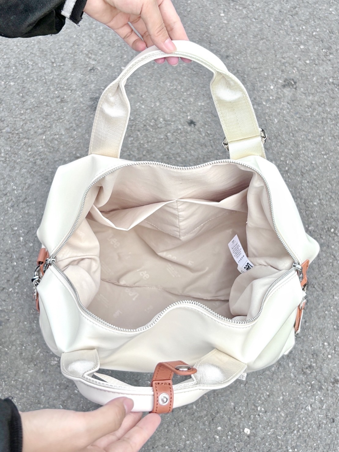 LEE 米白棕 大容量 健身包 旅行包 LE240086M