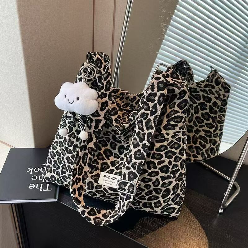 《5473》秋冬豹紋大容量休閒單肩包(無附吊飾)