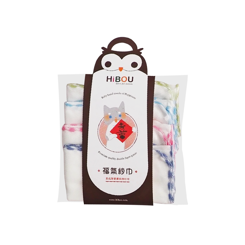 Hibou 喜福 福氣純棉紗布巾四入組