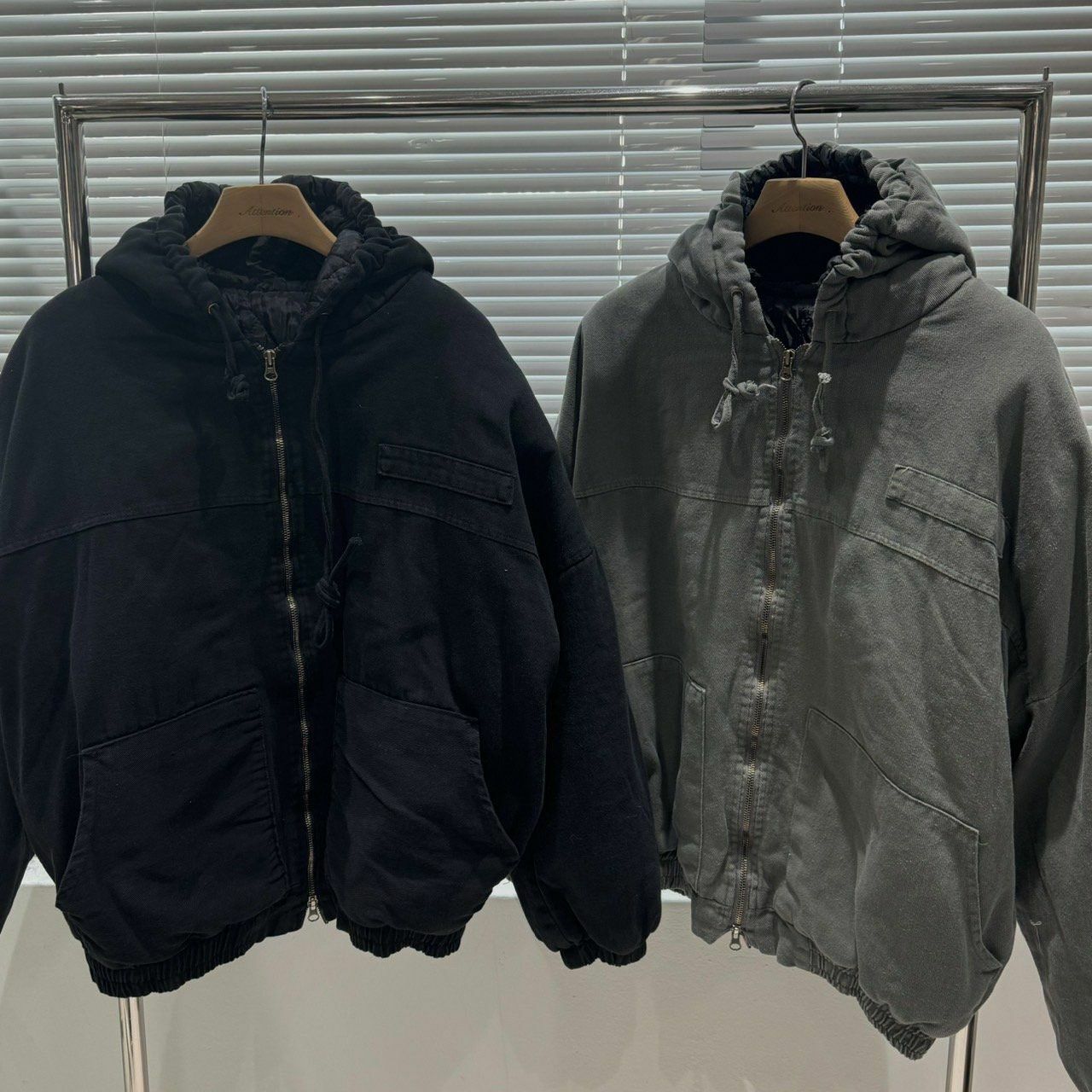 淨色連帽拉鍊外套(薄夾棉) BY ATTENTION-334JK