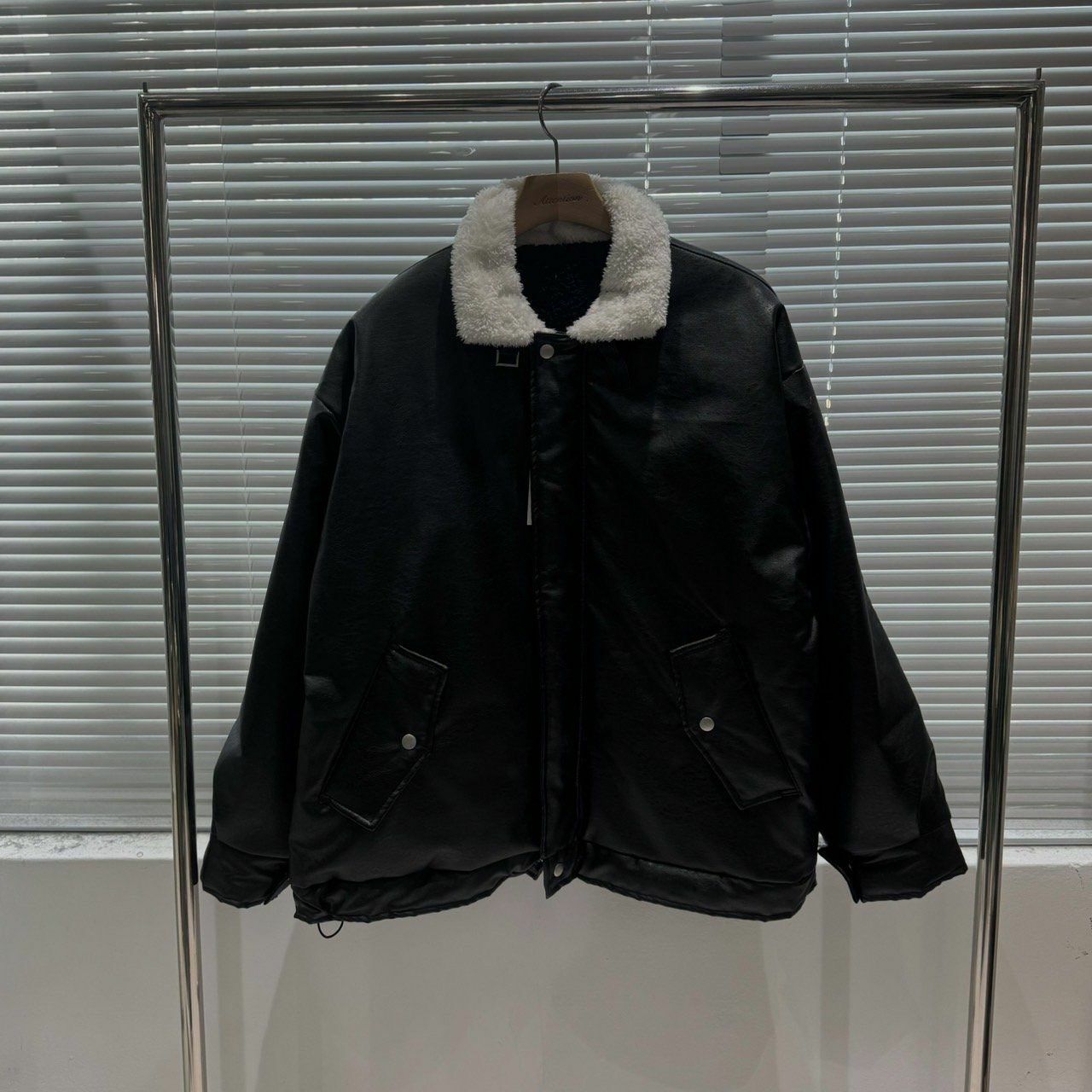 毛毛領拉鍊合成皮褸(毛底) BY ATTENTION-336JK