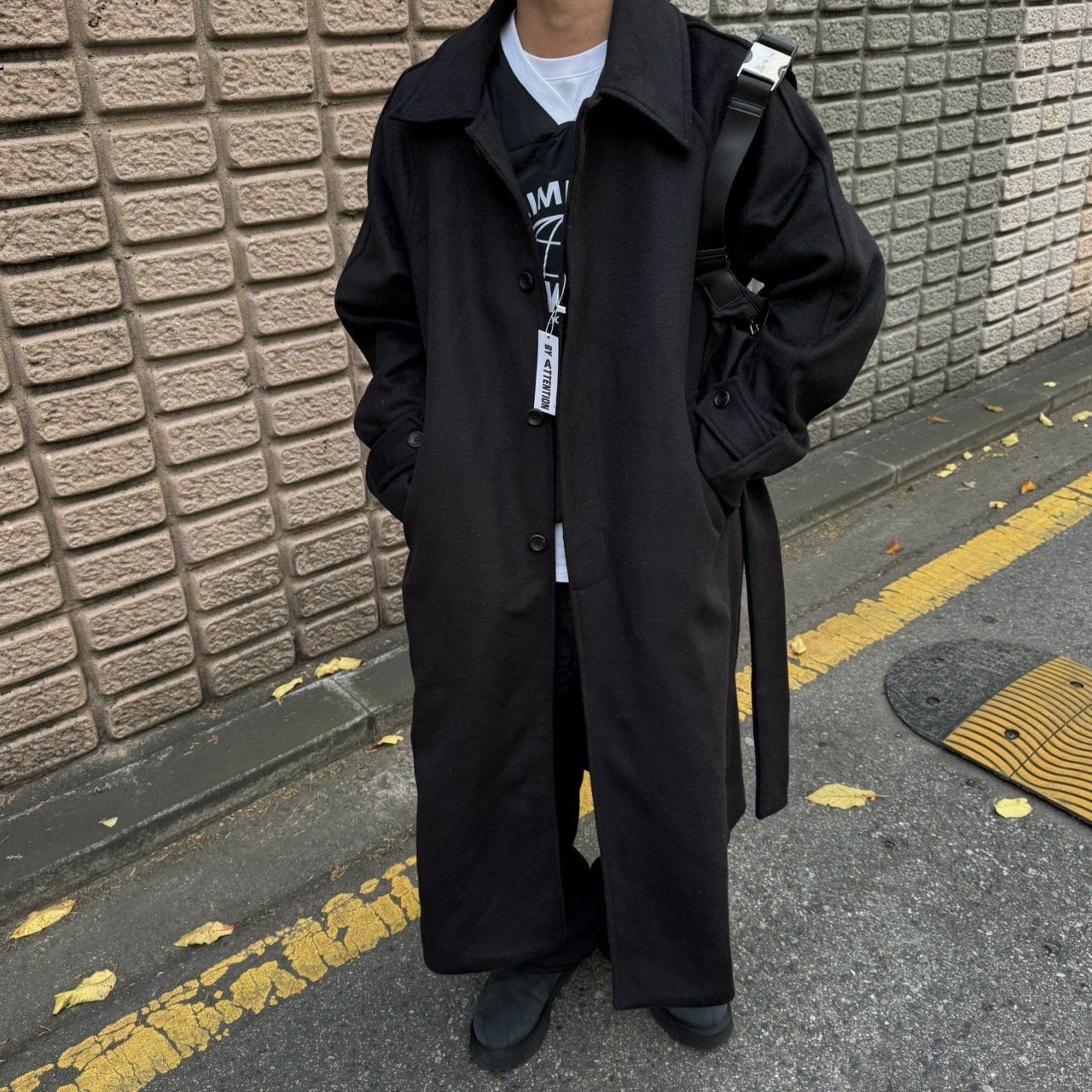 淨色連腰帶長褸 BY ATTENTION-341JK