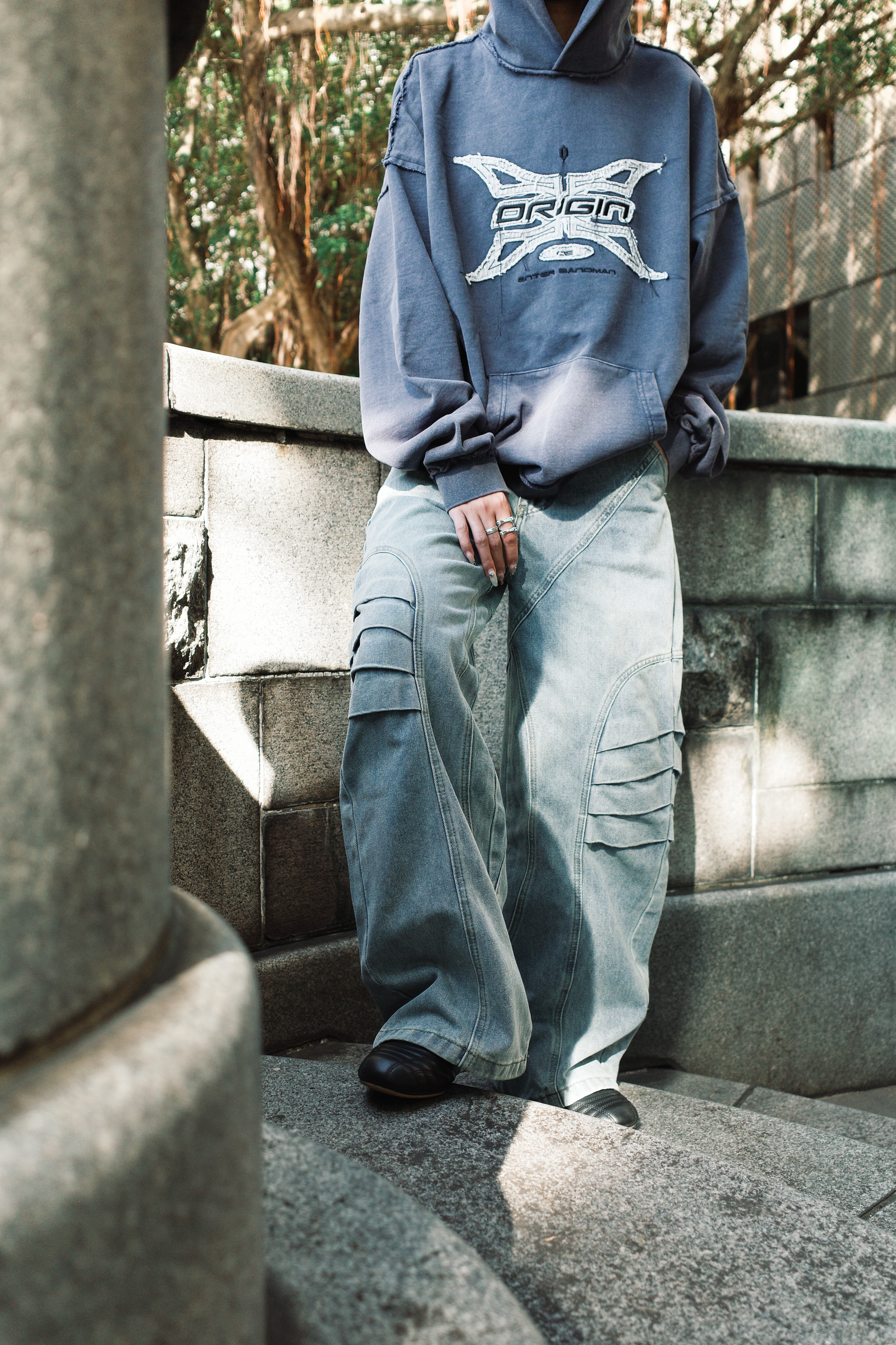 『Always_Good』立體 解構 皺褶 牛仔 長褲