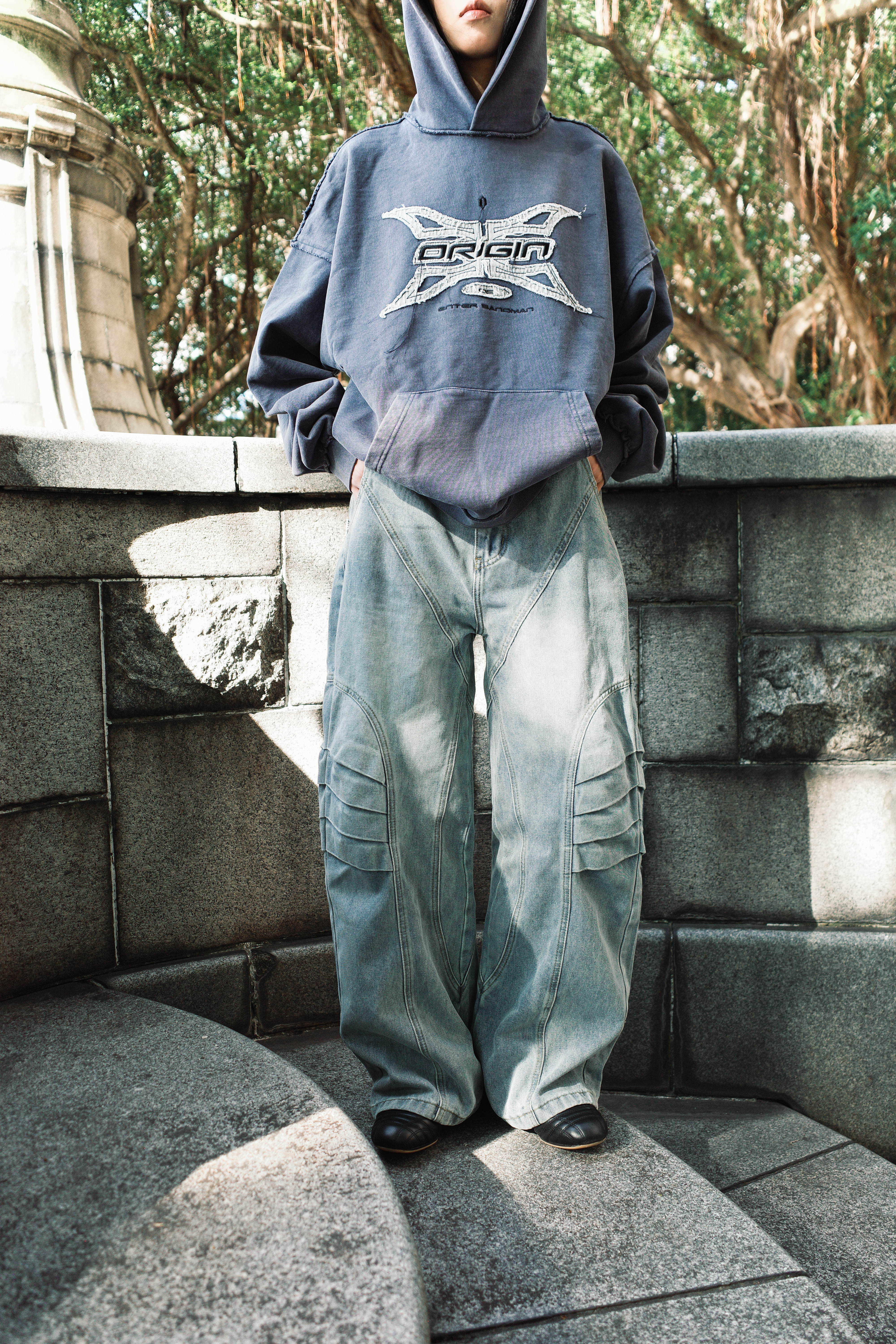 『Always_Good』立體 解構 皺褶 牛仔 長褲