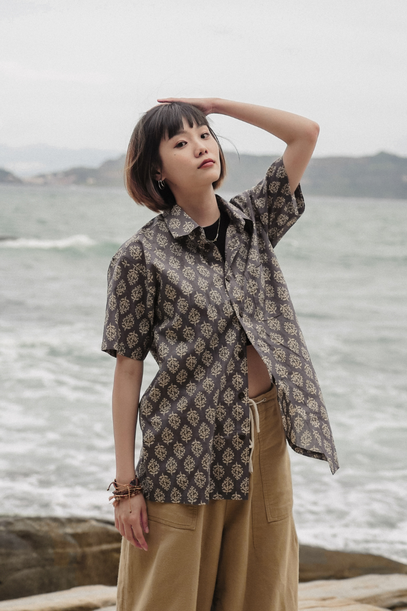 印度蓋染工藝親膚純棉 襯衫 - 雪花