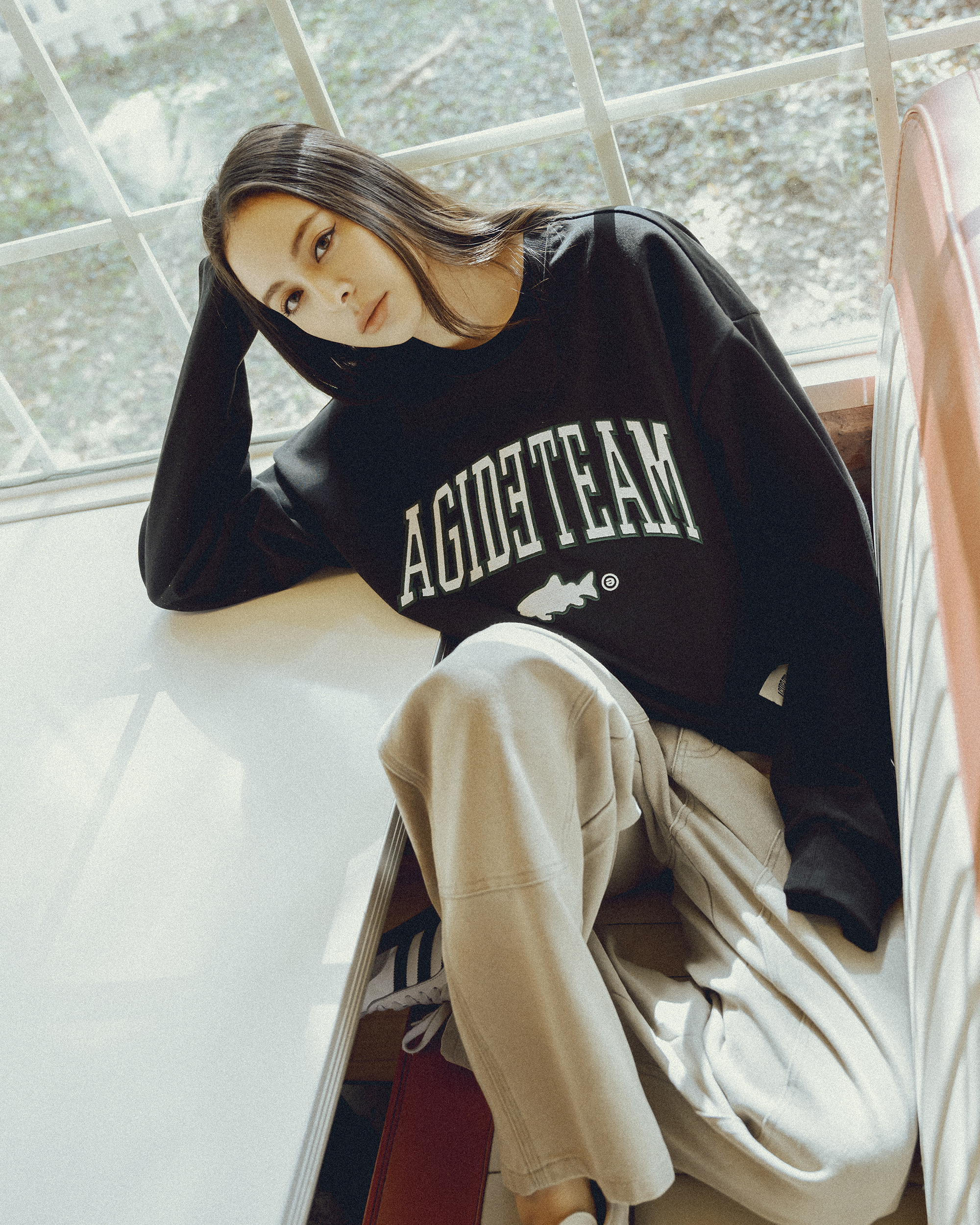 ​IDEALISM IDE x AGILITY AGIDE TEAM Sweatshirt 刺繡 口袋 長袖 大學T 黑 灰