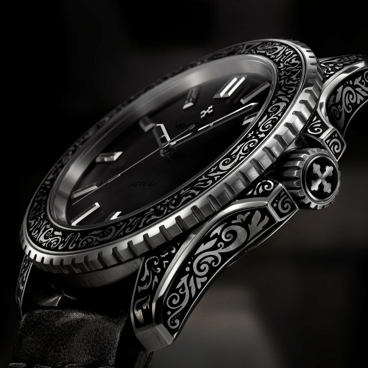 Venezianico Nereide Acquaforte 42mm 雕刻錶殼 皮帶機械錶 3921520