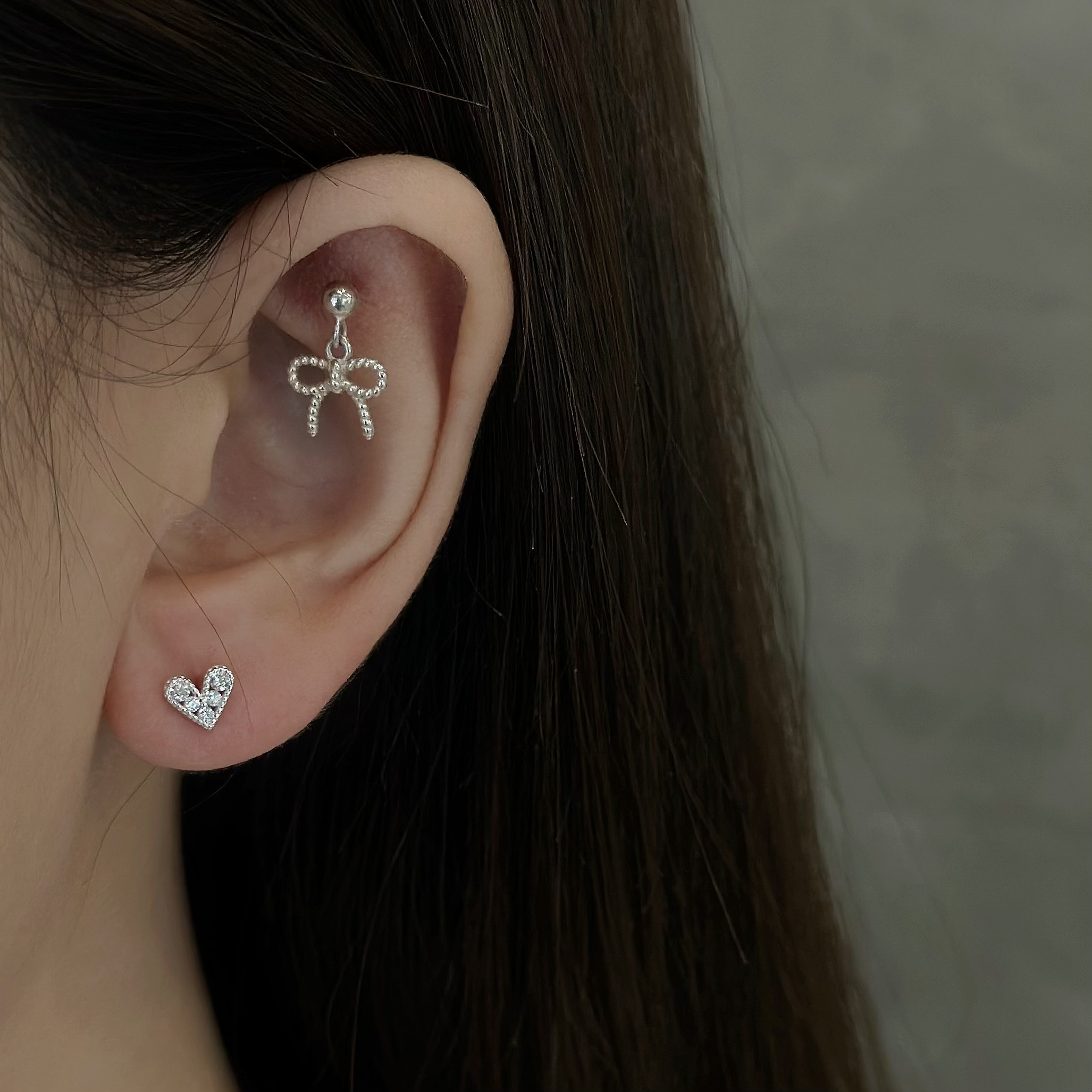 811滿鑽愛心純銀耳針