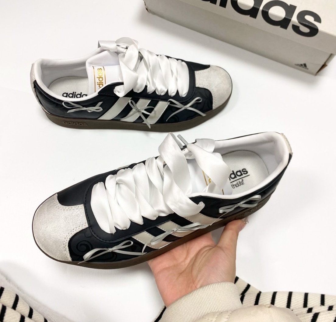 ADIDAS NEO COURT VL 芭蕾千禧蝴蝶結 暗紋黑 ID6015(Team453-荆棘化蝶）