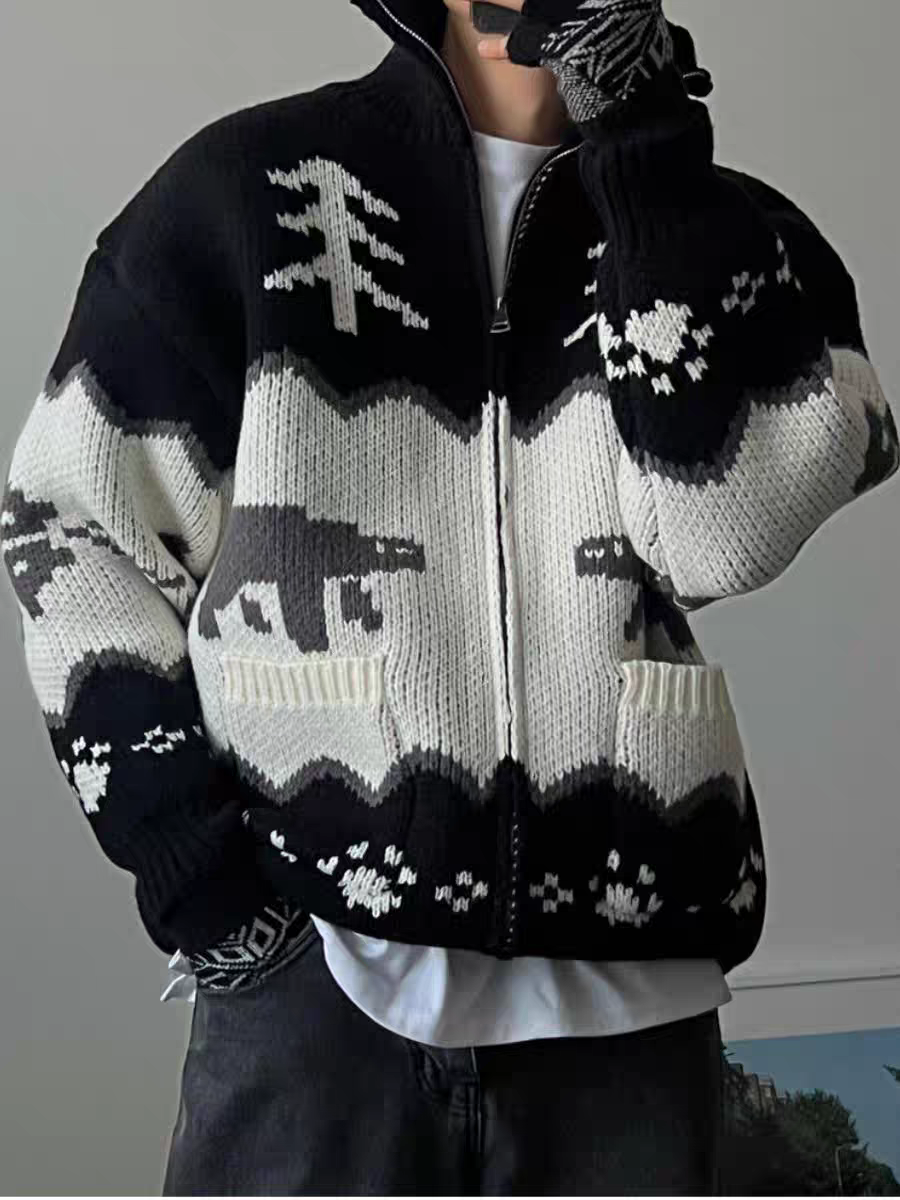 冬季心情針織拉鍊衫