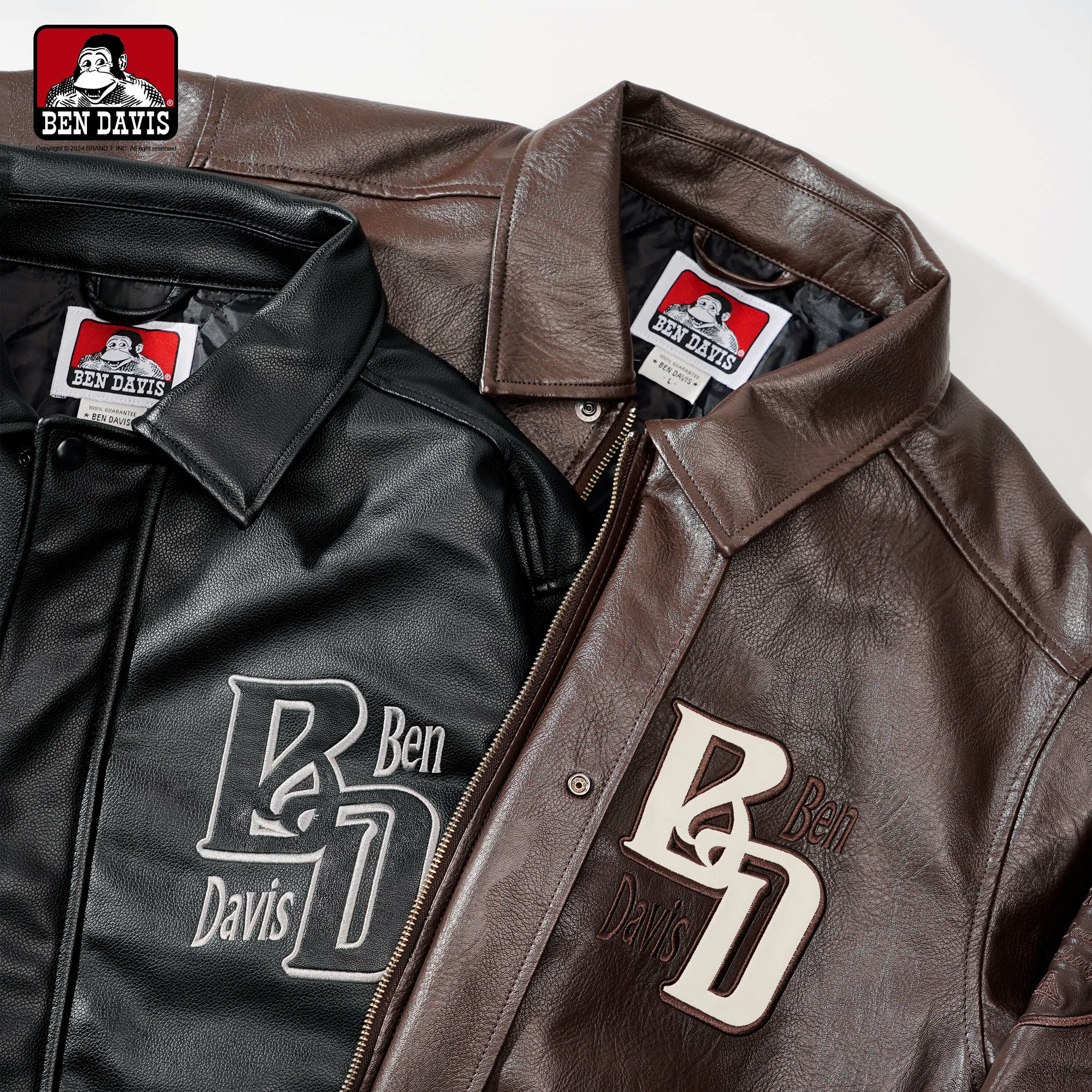 BEN DAVIS】BD FAUX LEATHER JACKET 8號球蛇軍裝仿皮革貼布拉鍊外套