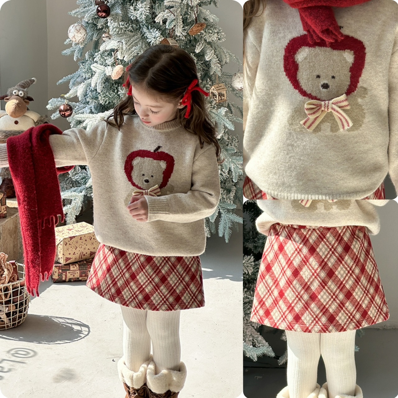 針織🧶兒童立體蝴蝶結小熊套裝 -2402104