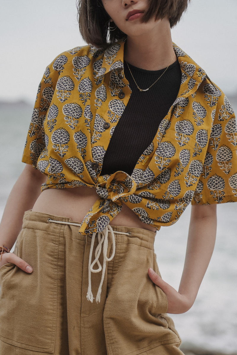 印度蓋染工藝親膚純棉 襯衫 - 蒲公英