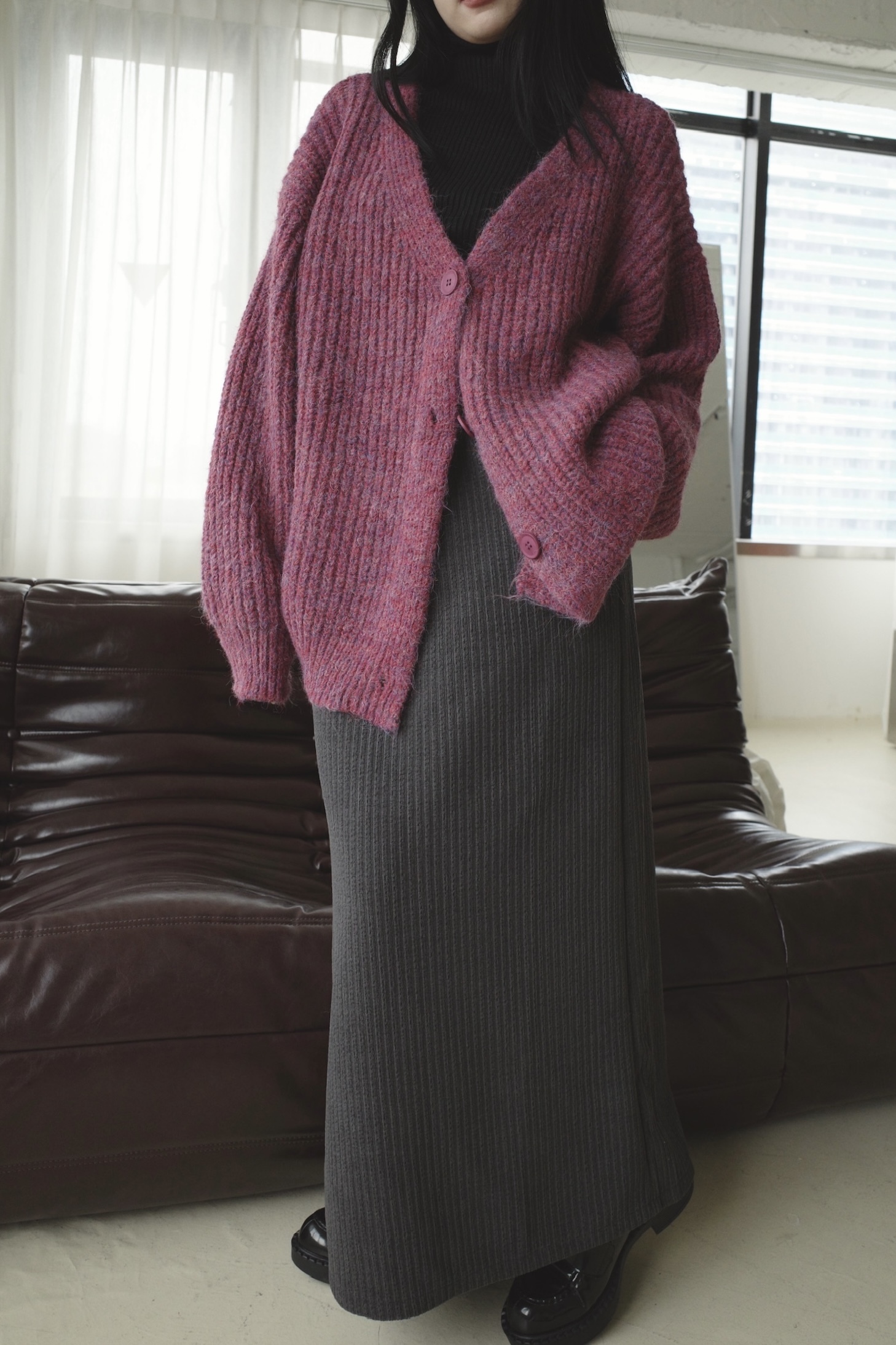 <女裝現貨💗>D125 條絨鬆緊開叉半身裙 深灰/杏色