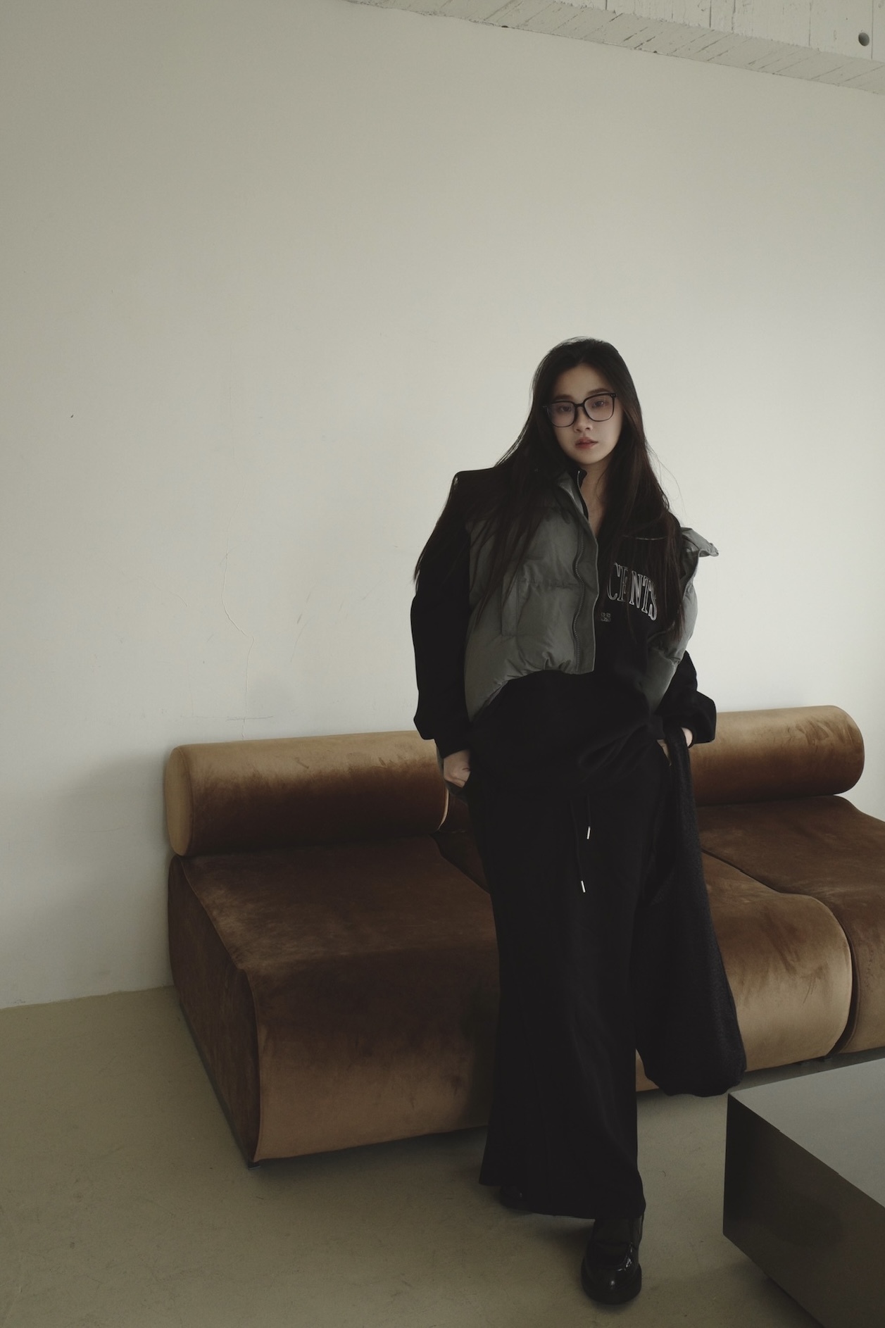 <女裝現貨💗> D124 壓褶鬆緊棉料魚尾長裙 淺灰/深灰/黑色