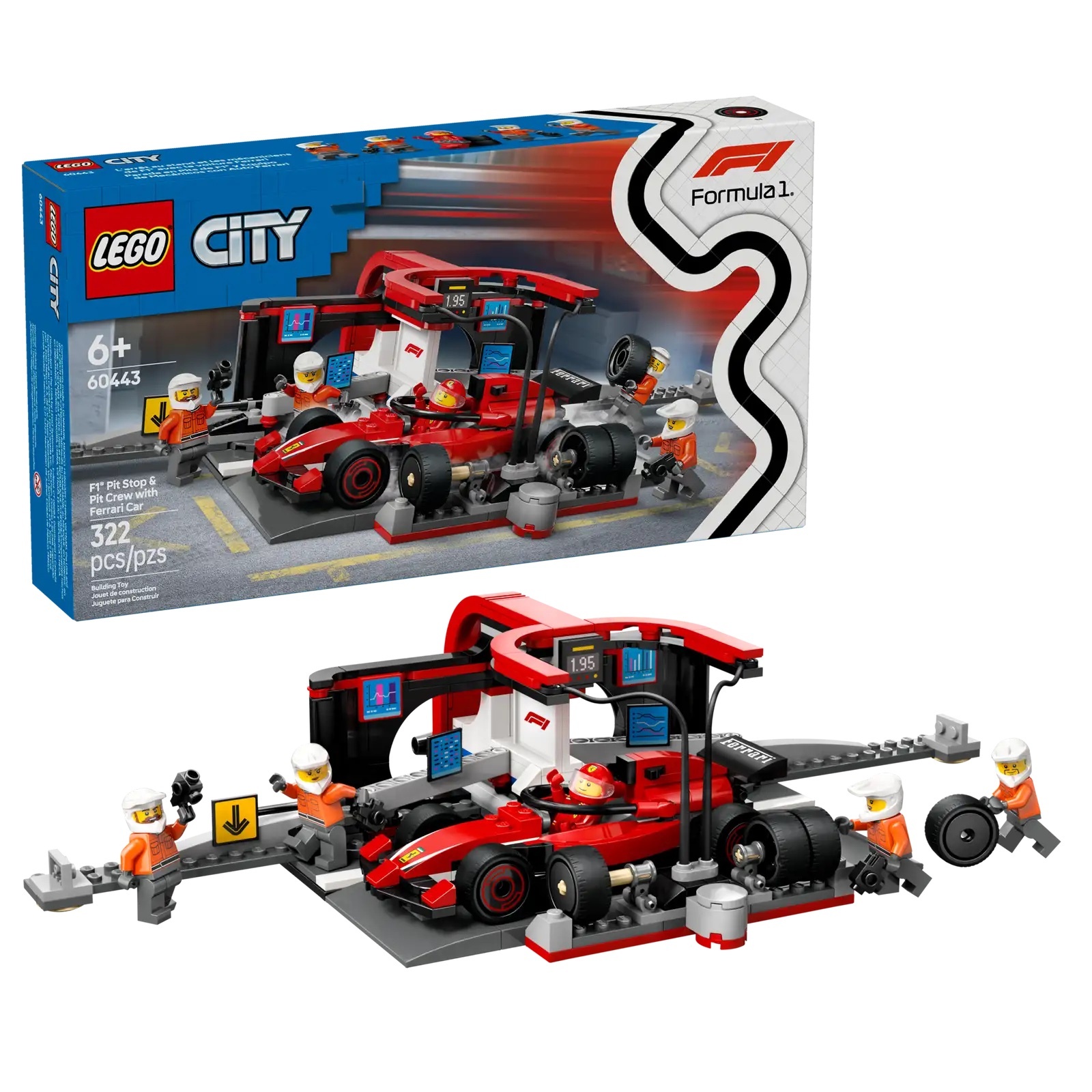 [飛米樂高積木專賣店] LEGO 60443 CITY-城市系列 F1® 維修站、維修人員和 Ferrari 汽車